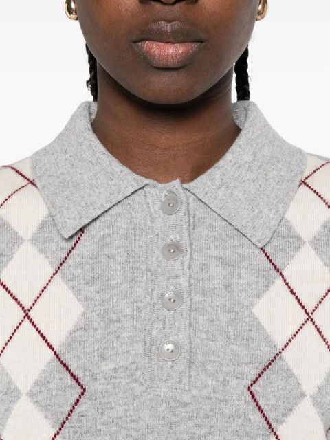 SANDRO argyle-pattern polo top - Grey