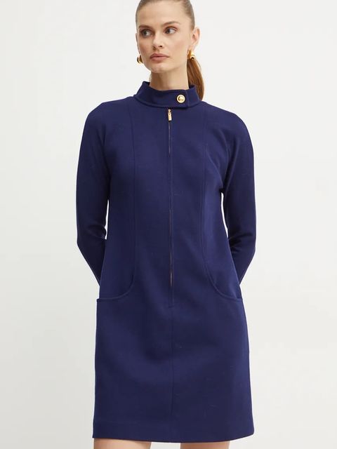 Luisa Spagnoli sukienka wełniana MARILINA kolor granatowy mini prosta 541495 - zdjęcie produktu nr 2