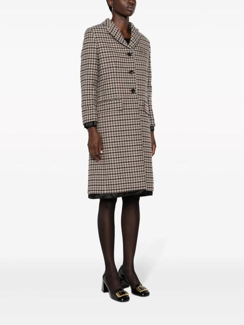 Miu Miu houndstooth-pattern single-breasted coat - Brown