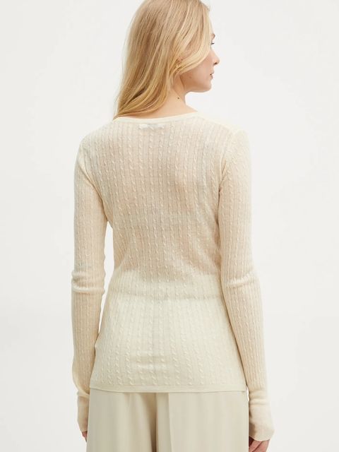 Patrizia Pepe sweter wełniany damski kolor kremowy lekki 8K0263 K034