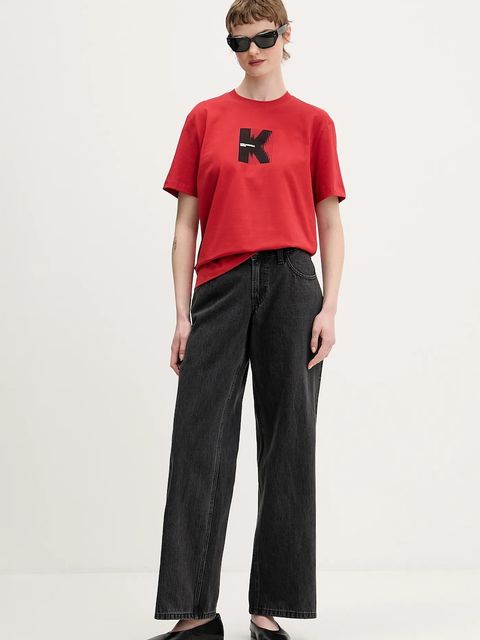 Karl Lagerfeld Jeans t-shirt bawełniany damski kolor czerwony B1W17055 - zdjęcie produktu nr 2