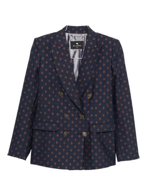 ETRO double-breasted patterned blazer - Blue
