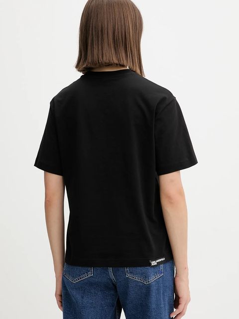 Karl Lagerfeld Jeans t-shirt bawełniany damski kolor czarny A4W17008
