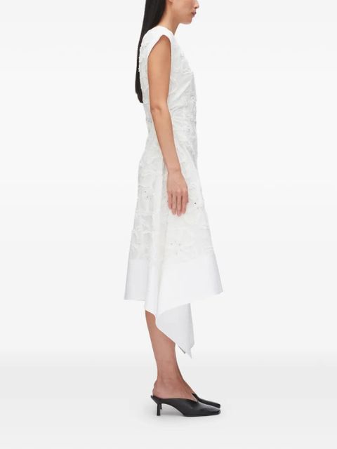 3.1 Phillip Lim floral appliqué bow midi dress - White