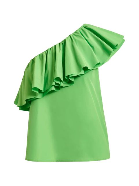 Essentiel Antwerp ruffled-detail asymmetric-neck blouse - Green - zdjęcie produktu nr 1