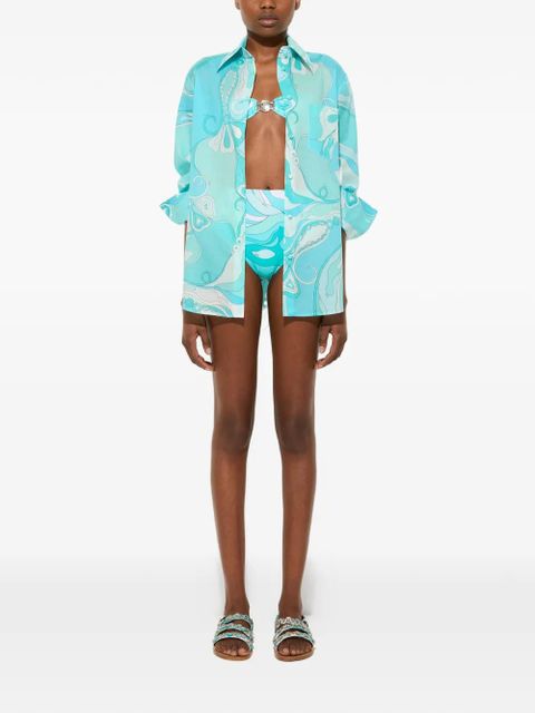 PUCCI Orchidee-print cotton shirt - Blue