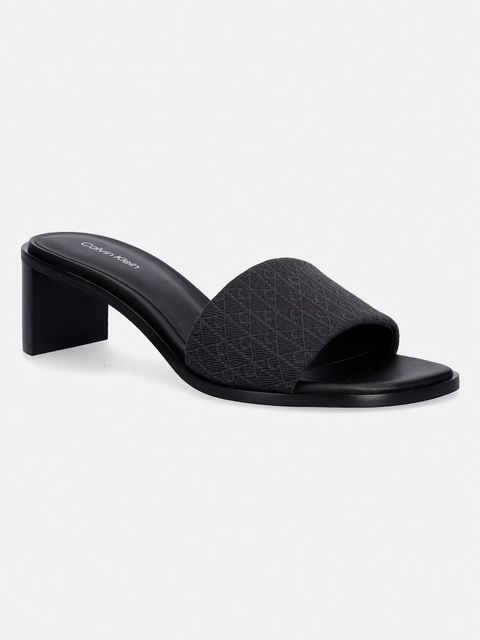 Calvin Klein klapki na słupku damskie BLOCK HEEL SANDAL AOP - zdjęcie produktu nr 1