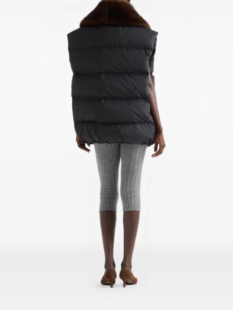Prada shearling triangle-logo down gilet - Black