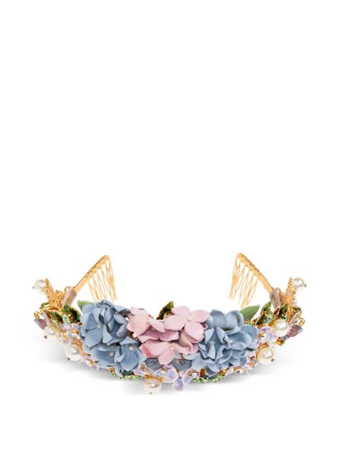 Dolce & Gabbana floral-embellished headband - Blue