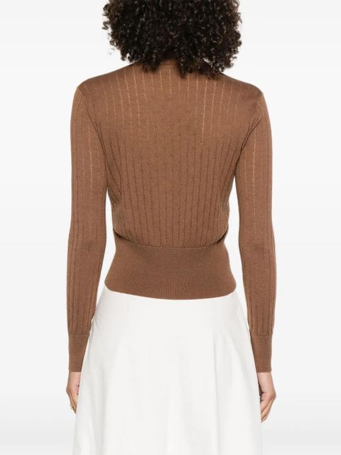 Max Mara ribbed embellished cardigan - Brown
