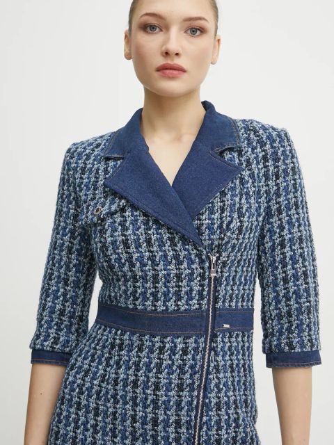 Morgan sukienka z domieszką wełny RETTI kolor niebieski mini dopasowana RETTI