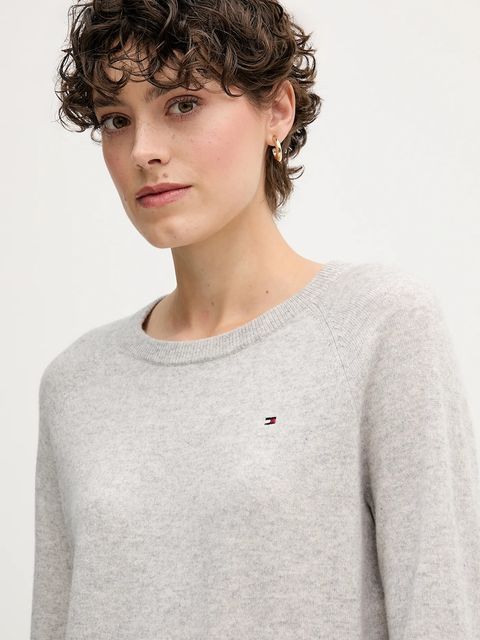 Tommy Hilfiger sweter wełniany damski kolor szary WW0WW47470