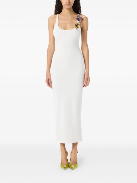 Blumarine butterfly-appliqué midi dress - White