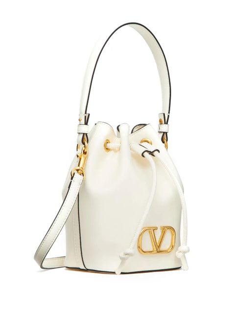 Valentino Garavani mini VLogo Signature leather bucket bag - White