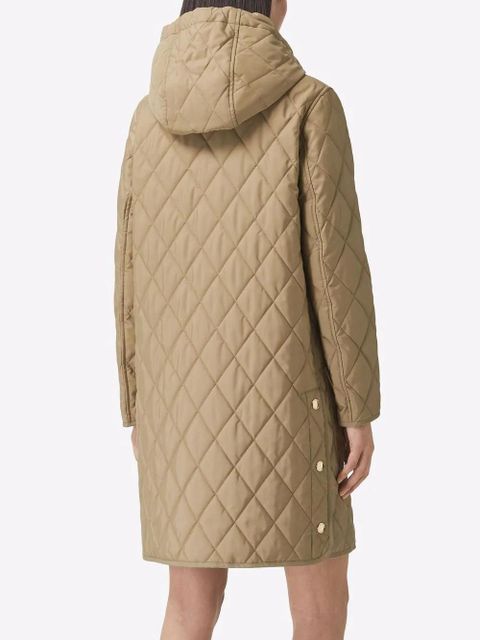 Burberry diamond-quilted hooded coat - Neutrals