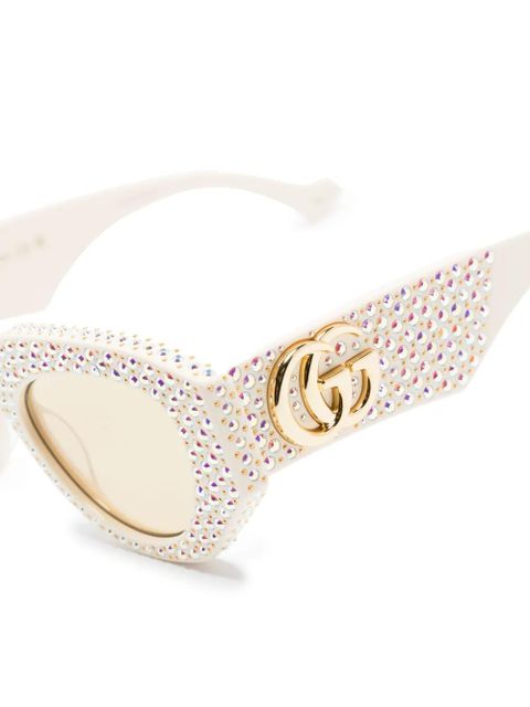 Gucci Eyewear Double G rhinestone-embellished sunglasses - Neutrals