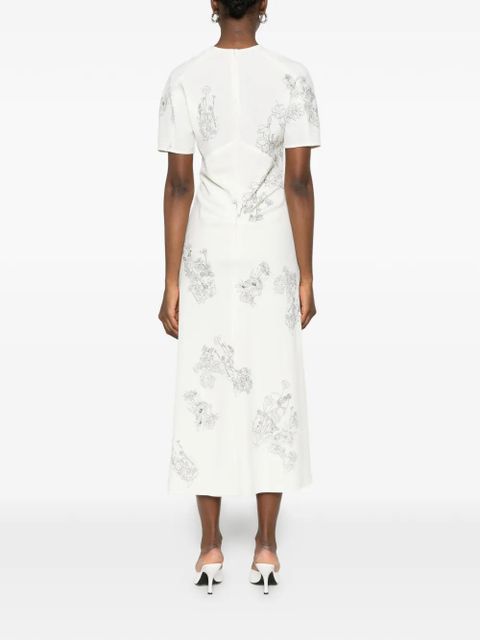 Victoria Beckham floral-print midi dress - White