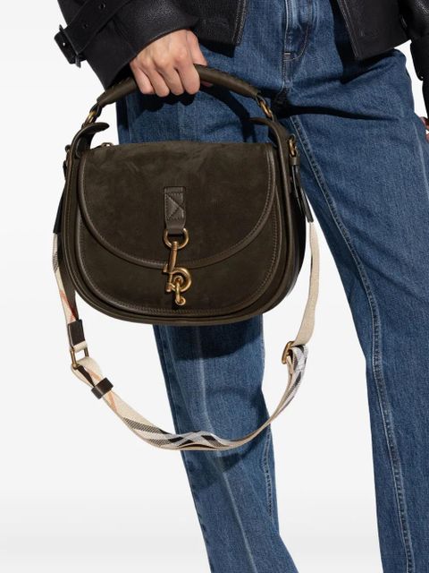 Burberry small B Clip check-strap leather tote bag - Green - zdjęcie produktu nr 2