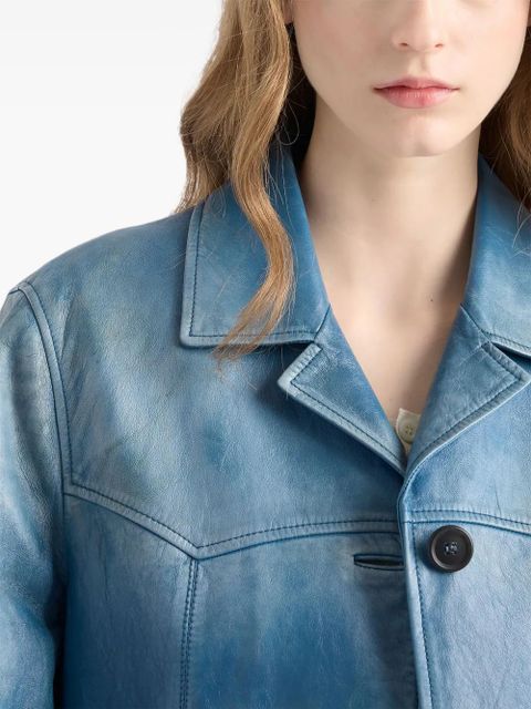 Prada washed leather jacket - Blue