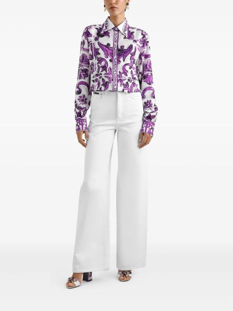 Dolce & Gabbana Majolica-print silk shirt - Purple - zdjęcie produktu nr 2
