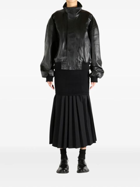 Balenciaga high-neck leather bomber jacket - Black - zdjęcie produktu nr 2