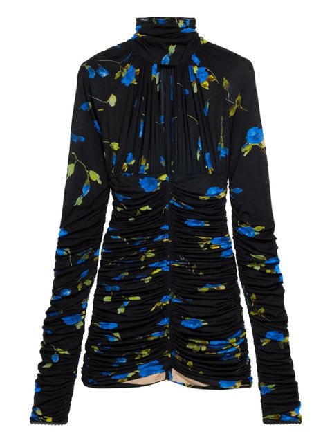 Blumarine ruched floral-print mini dress - Blue - zdjęcie produktu nr 1