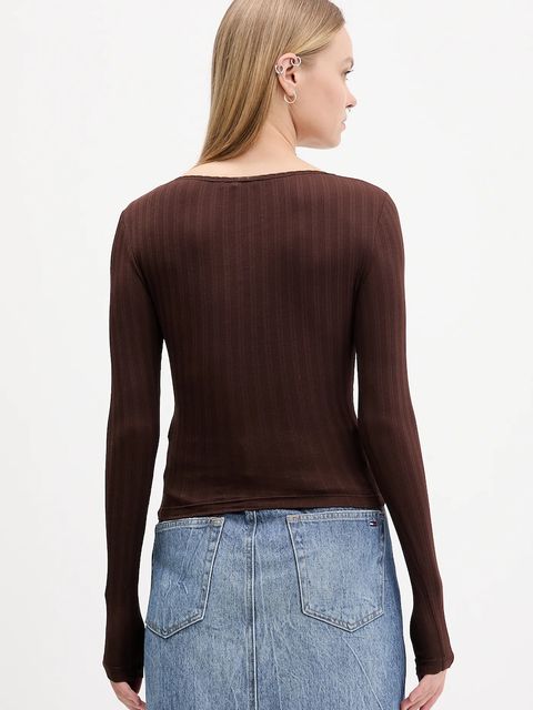 Tommy Jeans longsleeve kolor brązowy DW0DW21575