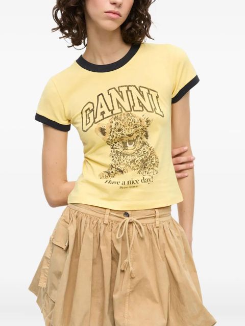 GANNI Leopard T-shirt - Yellow