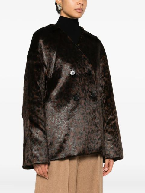The Frankie Shop double-breasted patterned jacket - Brown