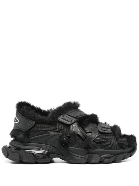 Balenciaga faux-fur Track sandals - Black - zdjęcie produktu nr 1