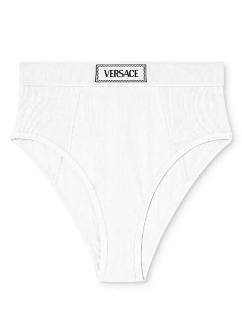 Versace logo-waistband fine-ribbed briefs - White - zdjęcie produktu nr 1