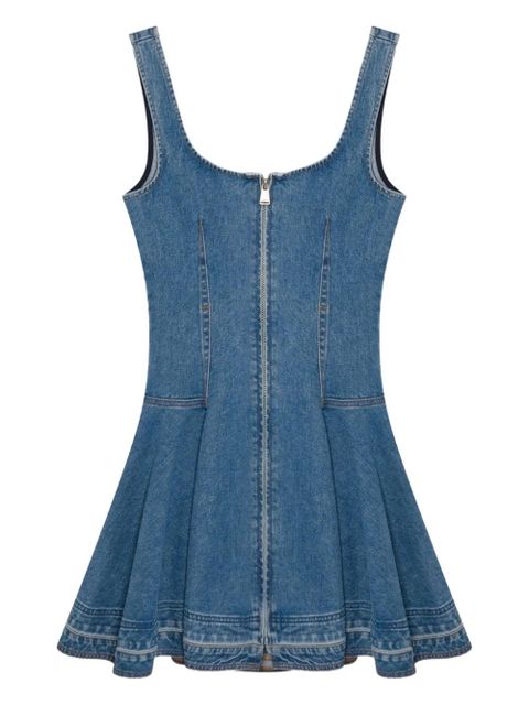 Simkhai Eleodra zip-front flared denim mini dress - Blue