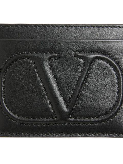 Valentino Garavani VLogo Walk calfskin card holder - Black