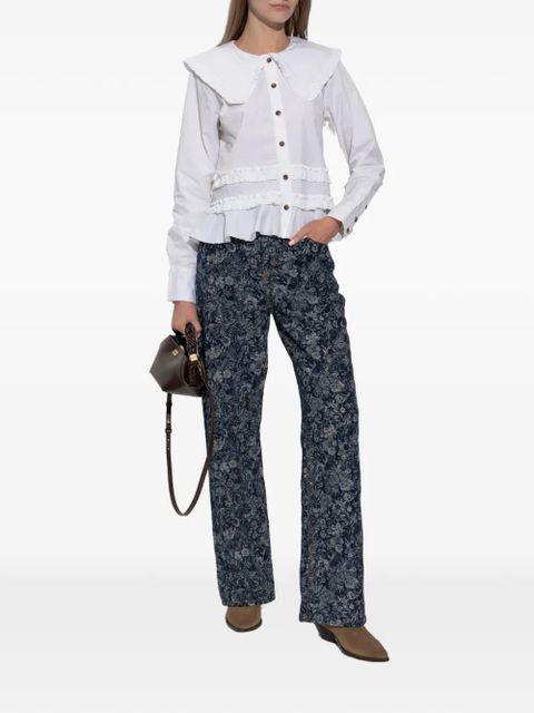 GANNI floral-pattern jeans - Blue