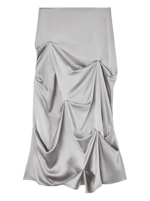 GANNI asymmetrical-hem draped midi skirt - Grey - zdjęcie produktu nr 1