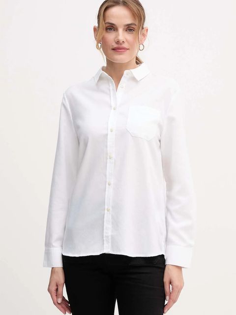 United Colors of Benetton koszula damska kolor biały regular z kołnierzykiem klasycznym 56D8DQ0CG - zdjęcie produktu nr 1
