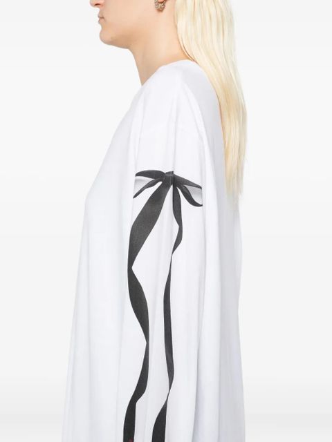 Simone Rocha ribbon bow-print long-sleevesT-shirt - White