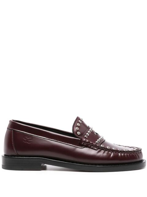 SANDRO studded leather penny loafers - Red