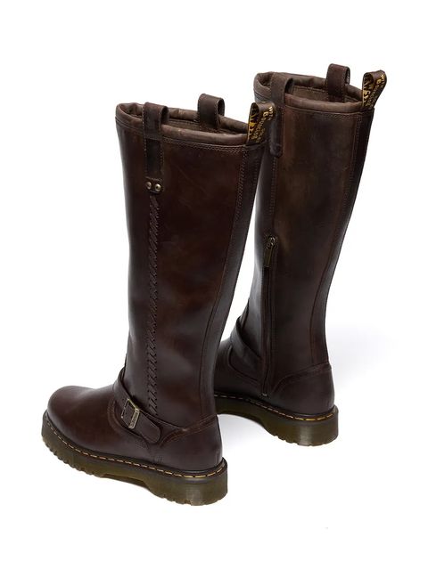 Dr. Martens kozaki Anistone damskie kolor brązowy na płaskim obcasie DM41871200