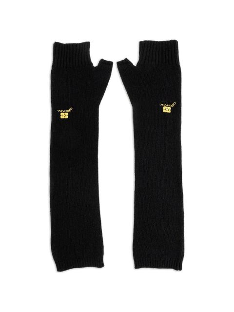 GANNI embroidered fingerless gloves - Black - zdjęcie produktu nr 1