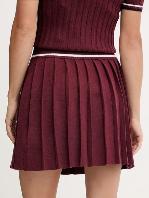 Guess spódnica z wełną SABINA kolor bordowy mini rozkloszowana V5BD02 Z1152