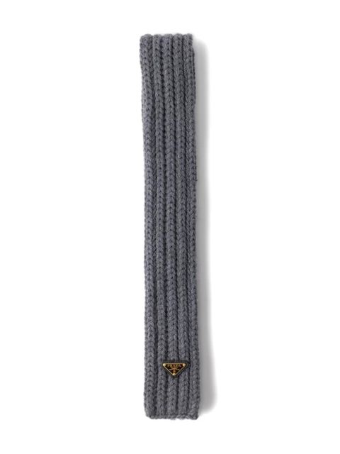 Prada enamelled triangle rib knit scarf - Grey