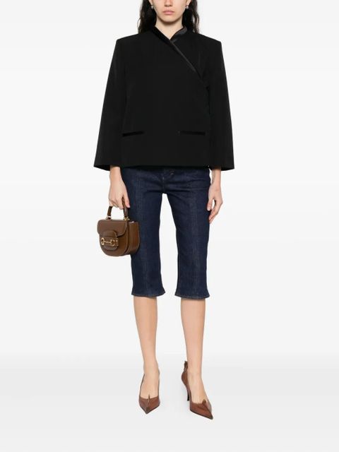 Casablanca satin-trimmed wrap jacket - Black