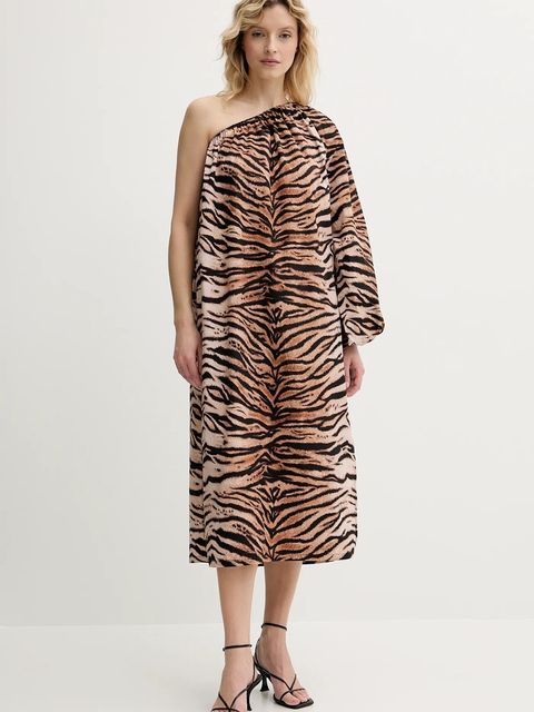 The Sleeper sukienka bawełniana kolor brązowy midi oversize GADR06A003N