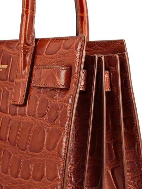 Saint Laurent Sac de Jour Nano crocodile-effect leather tote bag - Brown