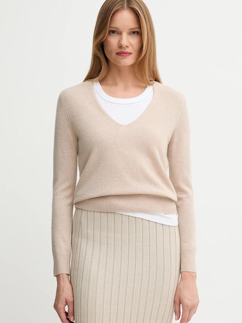 United Colors of Benetton sweter wełniany damski kolor beżowy lekki 1002D401Y - zdjęcie produktu nr 1