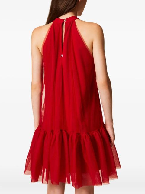 TWINSET halter-neck ruffled mini dress - Red