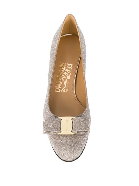 Ferragamo Vara bow glitter pumps - Grey