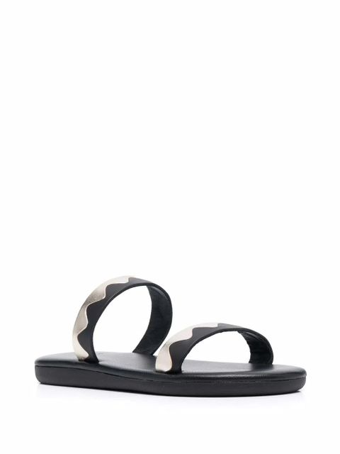 Ancient Greek Sandals Paralia zigzag-band leather sandals - Black