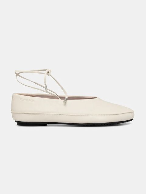 Calvin Klein baleriny skórzane BALLERINA MARY JANE STRAP LTH - zdjęcie produktu nr 1